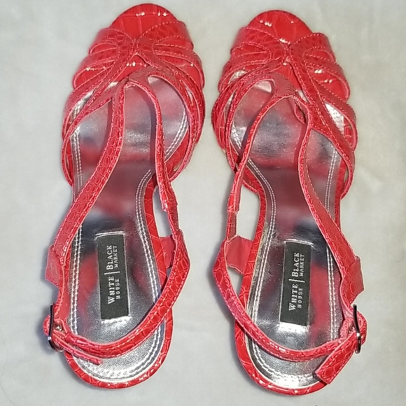 WHBM Red open toe heel shoes - Picture 8 of 10